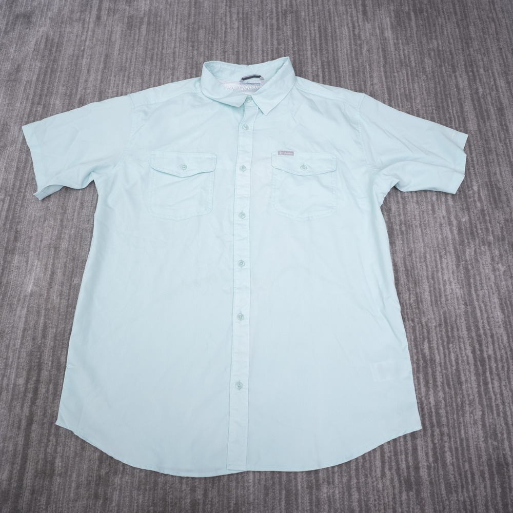 Columbia Button Down Shirt Mens XL Light Blue Excellent AM9136 Omni-Shade Vent